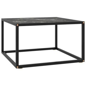 Coffee Table Black with Black Marble Glass 60x60x35 cm