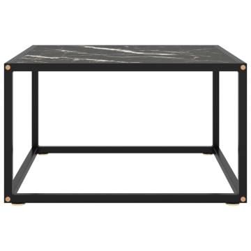 Coffee Table Black with Black Marble Glass 60x60x35 cm