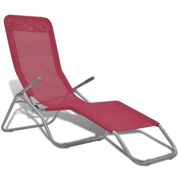 Sun Loungers 2 pcs Steel Frame and Textilene Red