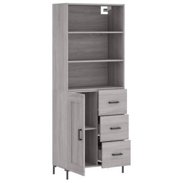 Highboard Grey Sonoma 69.5x34x180 cm Engineered Wood