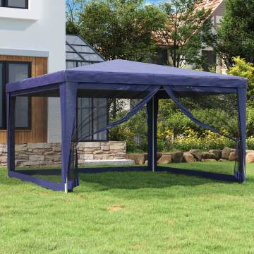 Party Tent with 4 Mesh Sidewalls Blue 4x4 m HDPE