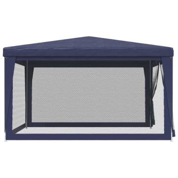 Party Tent with 4 Mesh Sidewalls Blue 4x4 m HDPE