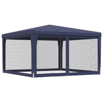 Party Tent with 4 Mesh Sidewalls Blue 4x4 m HDPE