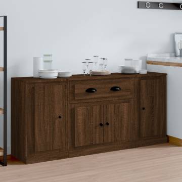 Sideboards 3 pcs Brown Oak Engineered Wood