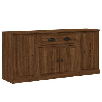 Sideboards 3 pcs Brown Oak Engineered Wood