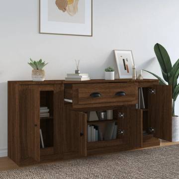 Sideboards 3 pcs Brown Oak Engineered Wood