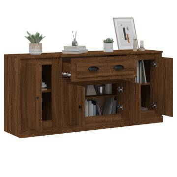 Sideboards 3 pcs Brown Oak Engineered Wood