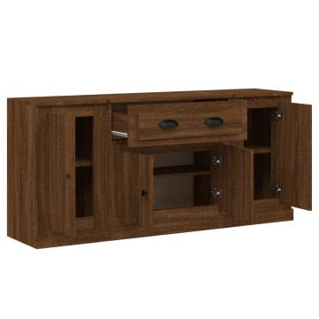 Sideboards 3 pcs Brown Oak Engineered Wood