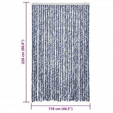 Insect Curtain Blue and White 118x220 cm Chenille