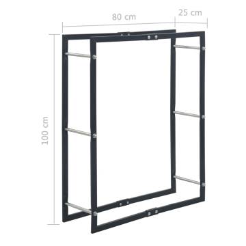 Firewood Rack Black 80x25x100 cm Steel