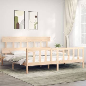 Bed Frame with Headboard 200x200 cm Solid Wood