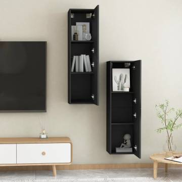 TV Cabinets 2 pcs Black 30.5x30x110 cm Engineered Wood