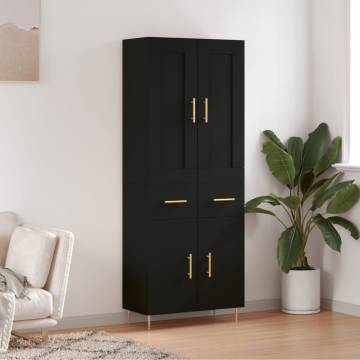 Highboard Black 69.5x34x180 cm Engineered Wood