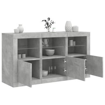 Sideboard with LED Lights Concrete Grey 123x37x67 cm