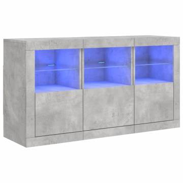 Sideboard with LED Lights Concrete Grey 123x37x67 cm