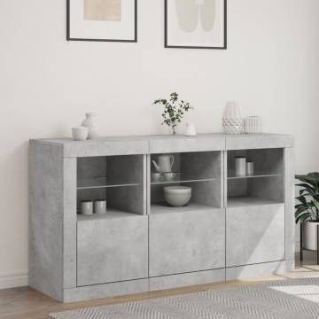 Sideboard with LED Lights Concrete Grey 123x37x67 cm