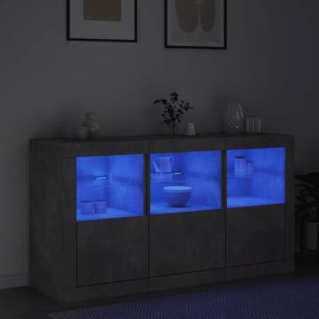 Sideboard with LED Lights Concrete Grey 123x37x67 cm