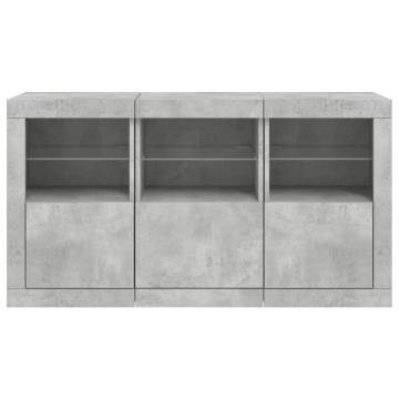 Sideboard with LED Lights Concrete Grey 123x37x67 cm