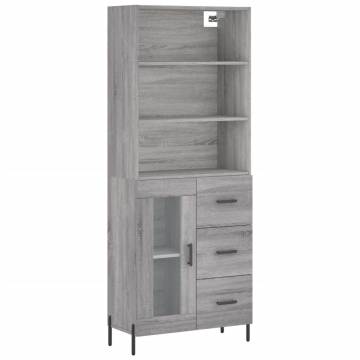 Highboard Grey Sonoma 69.5x34x180 cm Engineered Wood