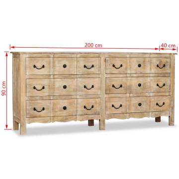 Sideboard Solid Mango Wood 200x40x90 cm