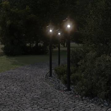 Outdoor Floor Lamps 3pcs Black 120 cm Stainless Steel