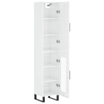 Highboard High Gloss White 34.5x34x180 cm Engineered Wood