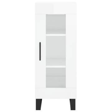 Highboard High Gloss White 34.5x34x180 cm Engineered Wood