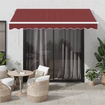 Manual Retractable Awning with LED Burgundy 300x250 cm