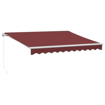 Manual Retractable Awning with LED Burgundy 300x250 cm