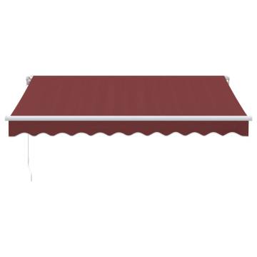 Manual Retractable Awning with LED Burgundy 300x250 cm