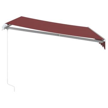 Manual Retractable Awning with LED Burgundy 300x250 cm