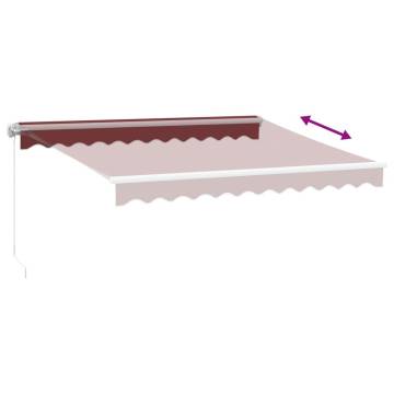 Manual Retractable Awning with LED Burgundy 300x250 cm