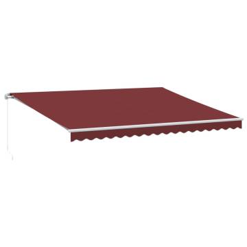 Manual Retractable Awning with LED Burgundy 450x300 cm