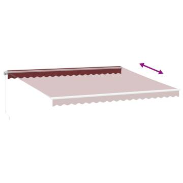 Manual Retractable Awning with LED Burgundy 450x300 cm