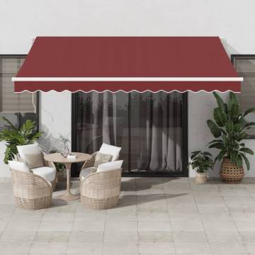 Manual Retractable Awning with LED Burgundy 400x350 cm