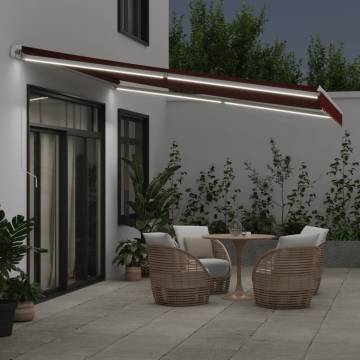 Manual Retractable Awning with LED Burgundy 400x350 cm