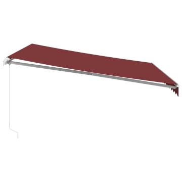 Manual Retractable Awning with LED Burgundy 400x350 cm