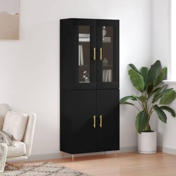 Highboard Black 69.5x34x180 cm Engineered Wood