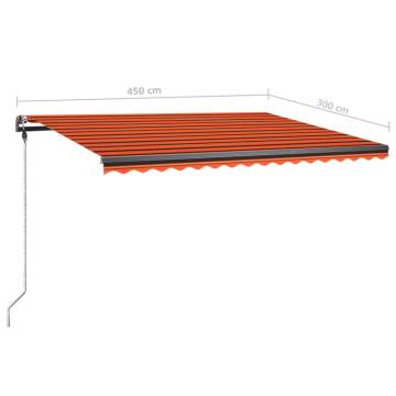 Freestanding Manual Retractable Awning 450x300 cm OrangeBrown