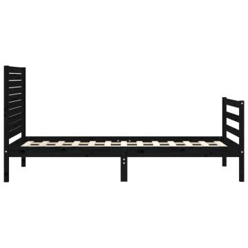 Bed Frame with Headboard Black Small Single Solid Wood