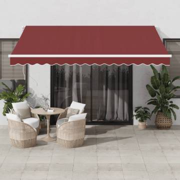 Manual Retractable Awning with LED Burgundy 400x300 cm