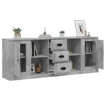 Sideboards 3 pcs Concrete Grey Engineered Wood