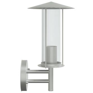 Outdoor Wall Light Silver Stainless Steel