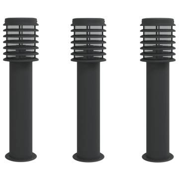 Outdoor Floor Lamps 3pcs Black 60 cm Stainless Steel