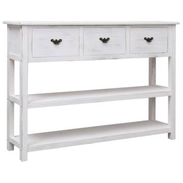 Sideboard Antique White 108x30x76 cm Solid Paulownia Wood