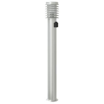 Outdoor Floor Lamps with Outlet 3pcs Silver 110cm Stainless Steel