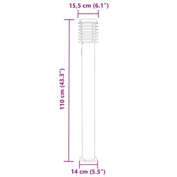 Outdoor Floor Lamps with Outlet 3pcs Silver 110cm Stainless Steel