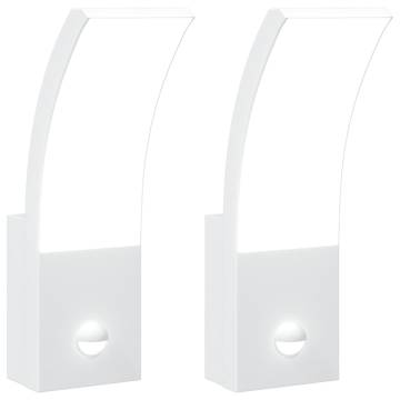 Outdoor LED Wall Lights with Sensors 2pcs White Die-cast Aluminium