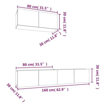 3 Piece TV Cabinet Set Sonoma Oak Engineered Wood