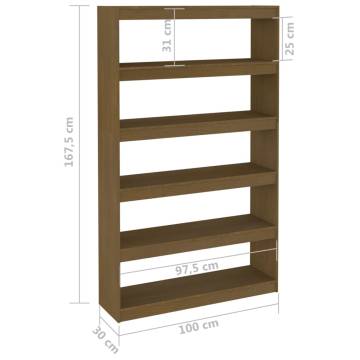 Book CabinetRoom Divider Honey Brown 100x30x167.5 cm Solid Pinewood